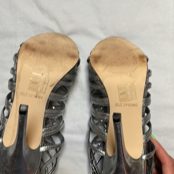 Strappy ankle stiletto / dark silver - Picture 4 of 5